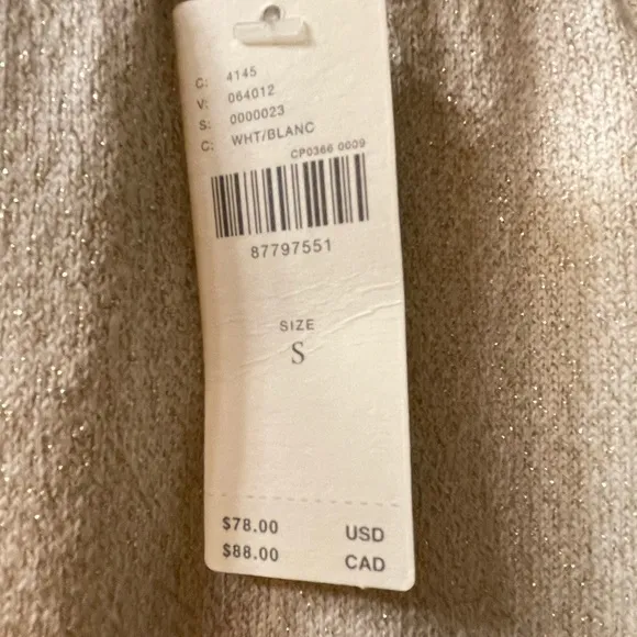 Anthropologie pull on cream metallic gold knit midi skirt size Small