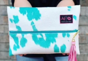 Bonnie & Hide Makeup Junkie Bag in Turquoise -- Size Mini