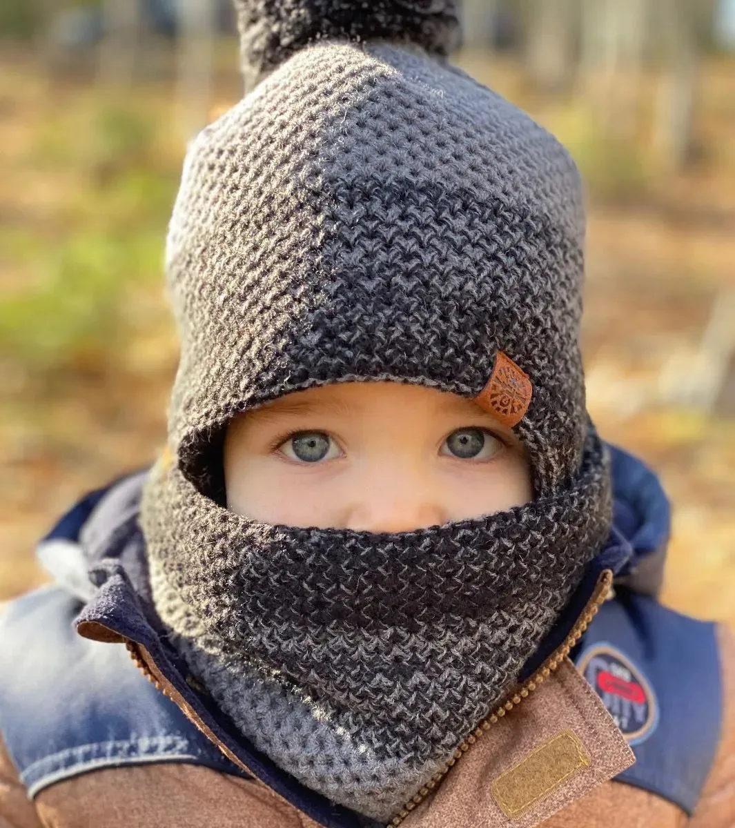 Calikids Pom Pom Cozy Knit Winter Hat in Grey: Size Fit Most Baby/Toddler