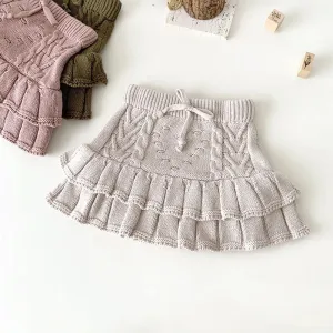 Chunky Knit Ruffled Skirt - Oat