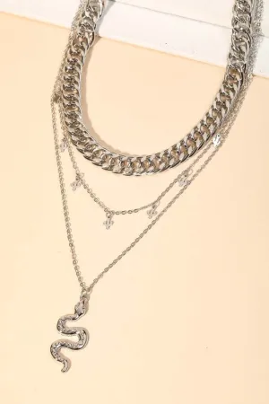Chunky Snake Pendant Layered Necklace