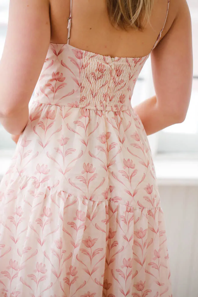 Front Tie Floral Maxi Dress