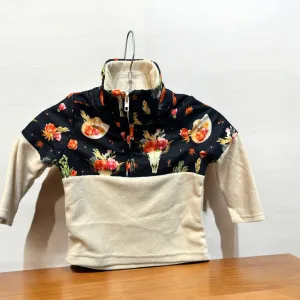 Girl's Shea Baby Black Floral Skull 1/4 Zip Fleece