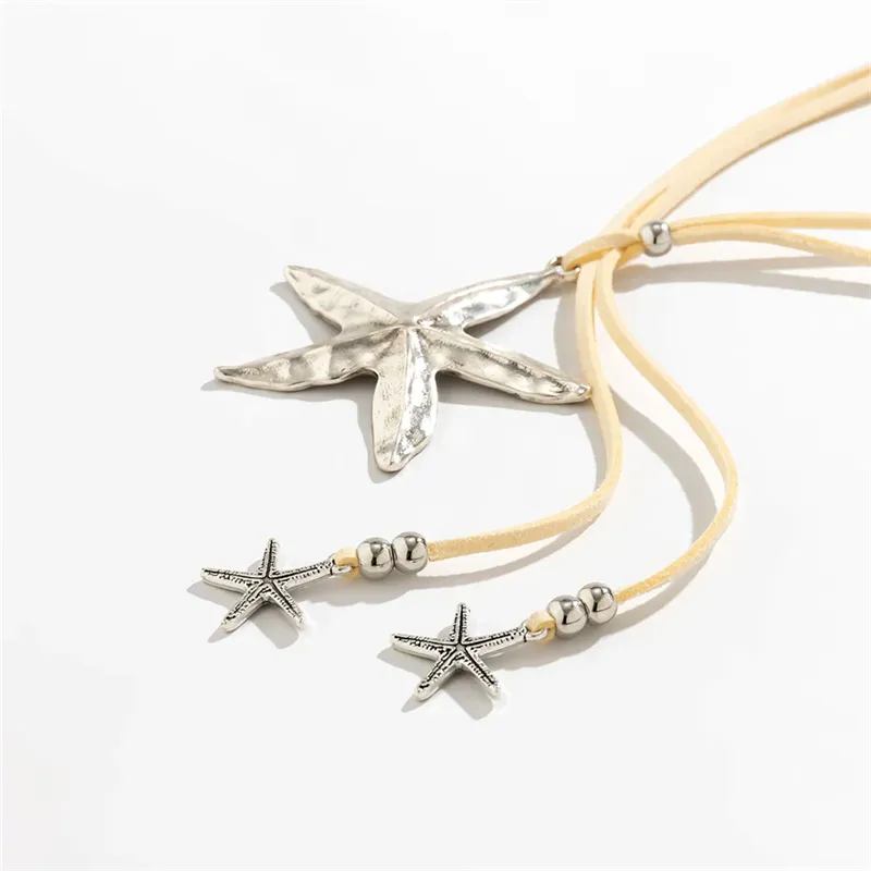 Ladies Chic Adjustable Rope Starfish Pendant Necklace