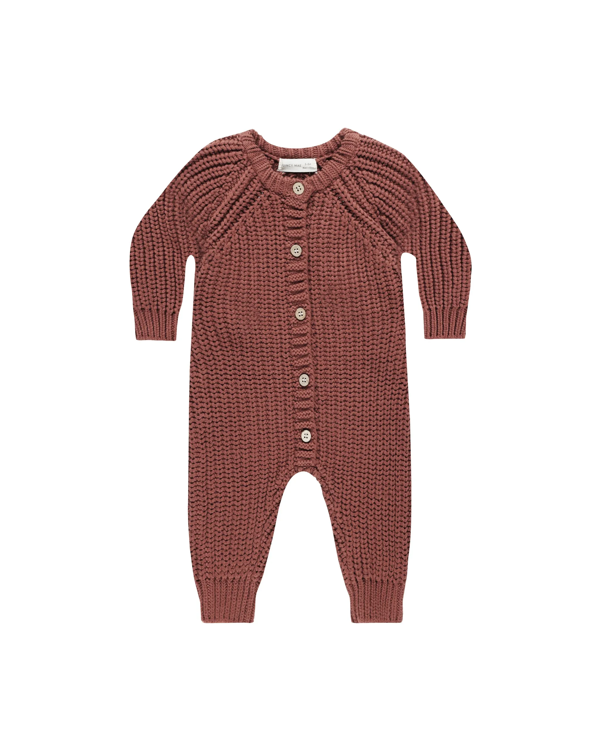 QUINCY MAE Organic Chunky Knit Jumpsuit || Cranberry