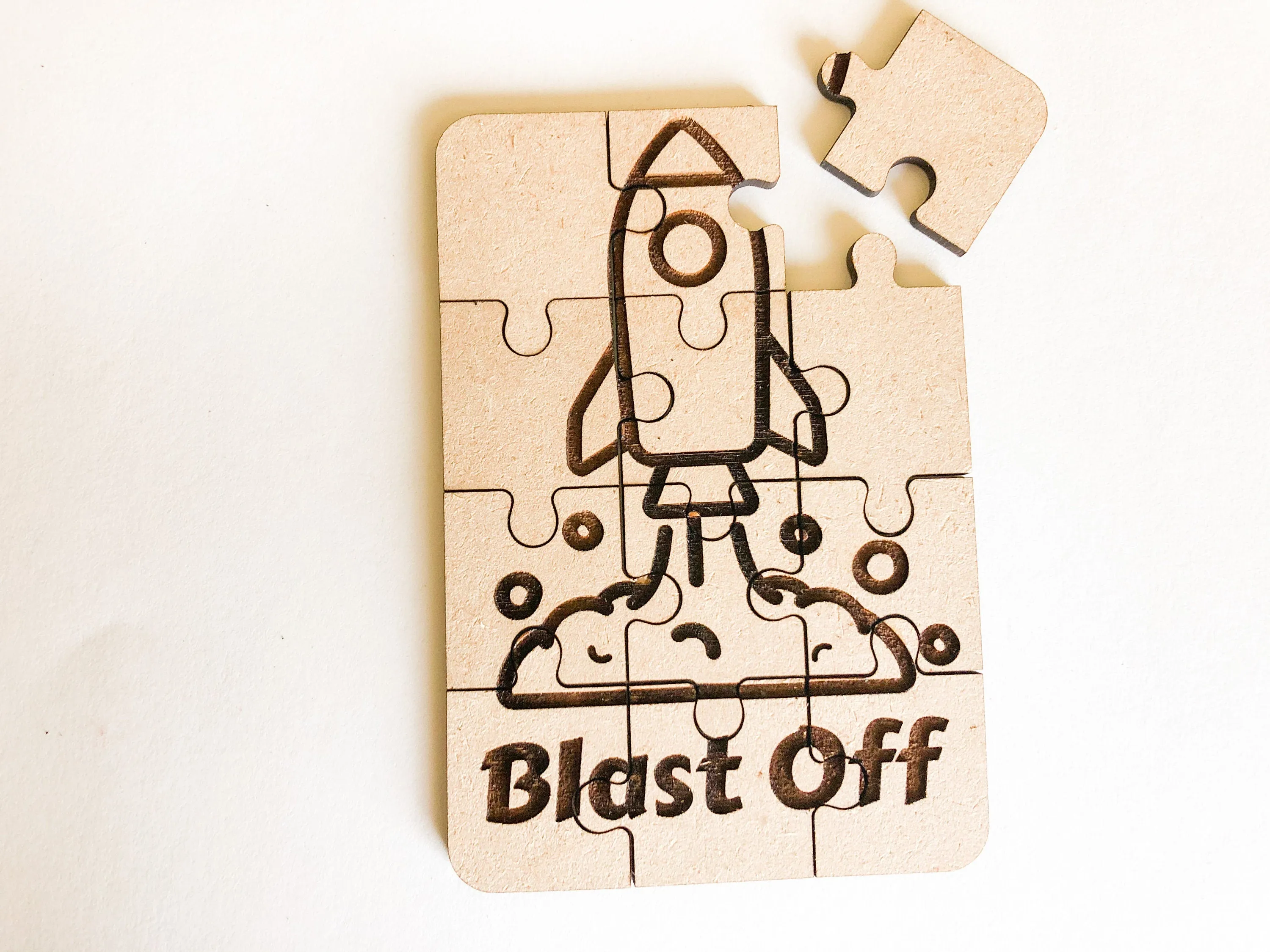 Spaceship Personalized Small Wooden Puzzles Custom Game, Bulk Birthday Party Favor and Make and Take for Kids