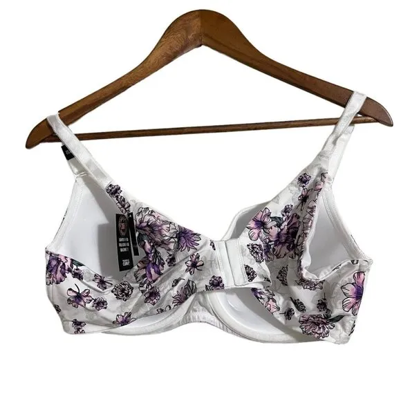 Torrid Womes NWT Floral White Full-Coverage Balconette Lightly Lined Bra Sz 44F